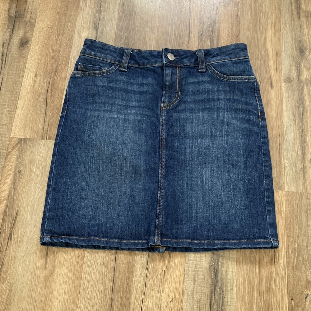 Tommy Hilfiger Dark Wash Denim Mini Jean Skirt Y2K Style Size‎ 2 Pockets
